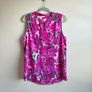 J. Crew Multicolor Floral Printed Sleeveless Button Down Blouse Top Women Size 1